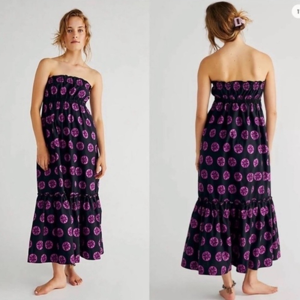 NWT Free People Leanna Strapless Tube Dress Tiered Mermaid Ruffled Maxi Small